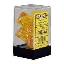 7 Translucent Yellow & White Polyhedral Dice Set - CHX23072